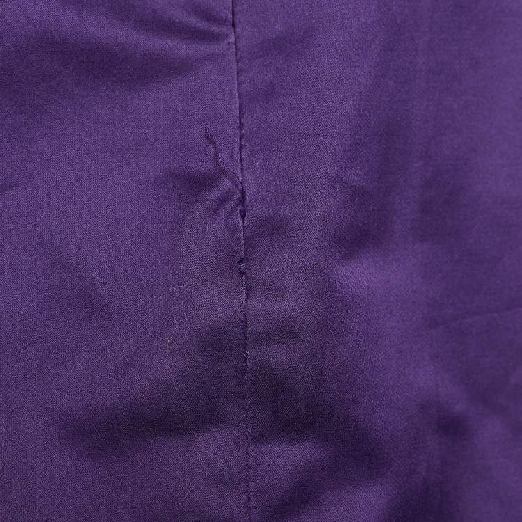 Pre Owned Yves Saint Laurent Purple Sateen Stole & Belt Detail Dress M