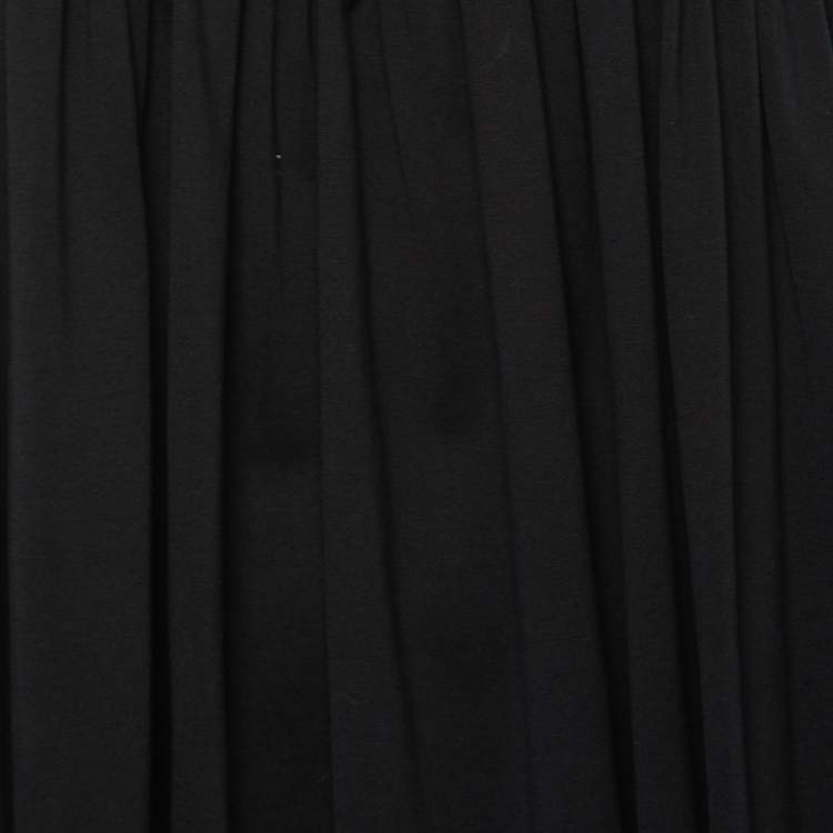 Pre Owned Yves Saint Laurent Black Cotton Gathered Sleeveless Top M