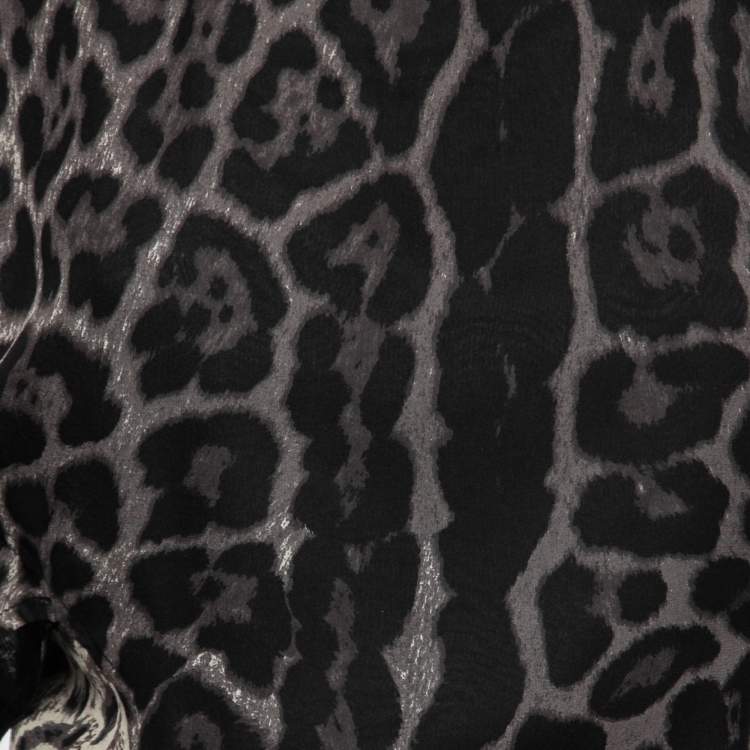 مملوكة مسبقًا Yves Saint Laurent Black Animal Print Silk Cold-Shoulder Dress M