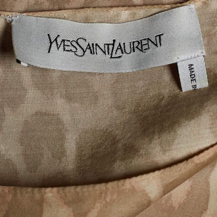 Pre Owned Yves Saint Laurent beige Leopard Print Silk Blouse M