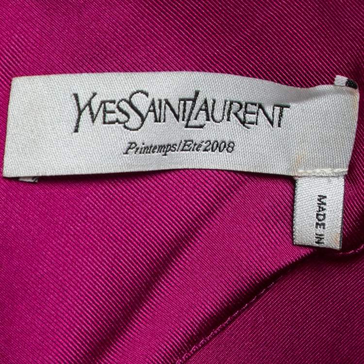 Pre Owned Yves Saint Laurent Purple Silk Midi Dress M
