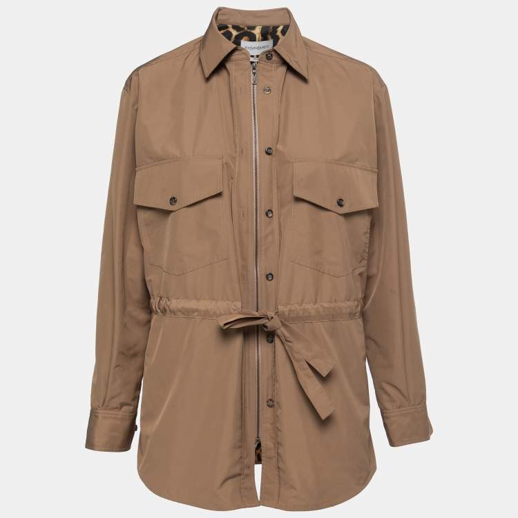 Pre Owned Yves Saint Laurent Brown Zip-Up Shirt Jacket M