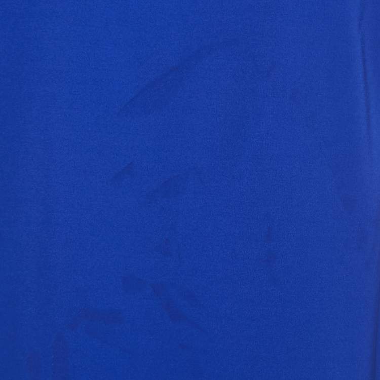Pre Owned Yves Saint Laurent Blue Jersey Cowl Neck Short Dress S