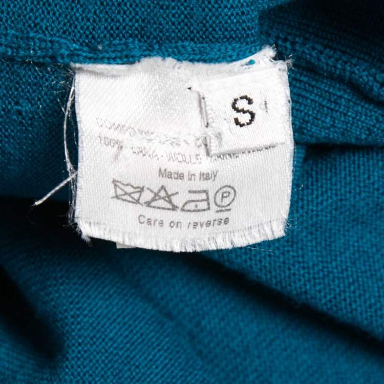 Pre Owned Yves Saint Laurent Blue Wool Knit Button Front Cardigan S