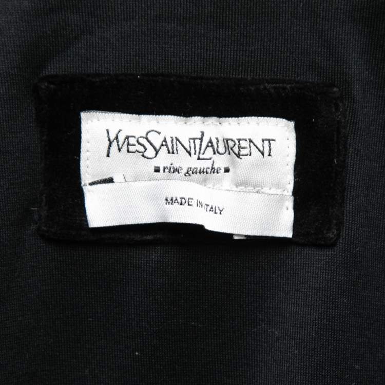 Pre Owned Yves Saint Laurent Black Velour Patch Detail Track Jacket M