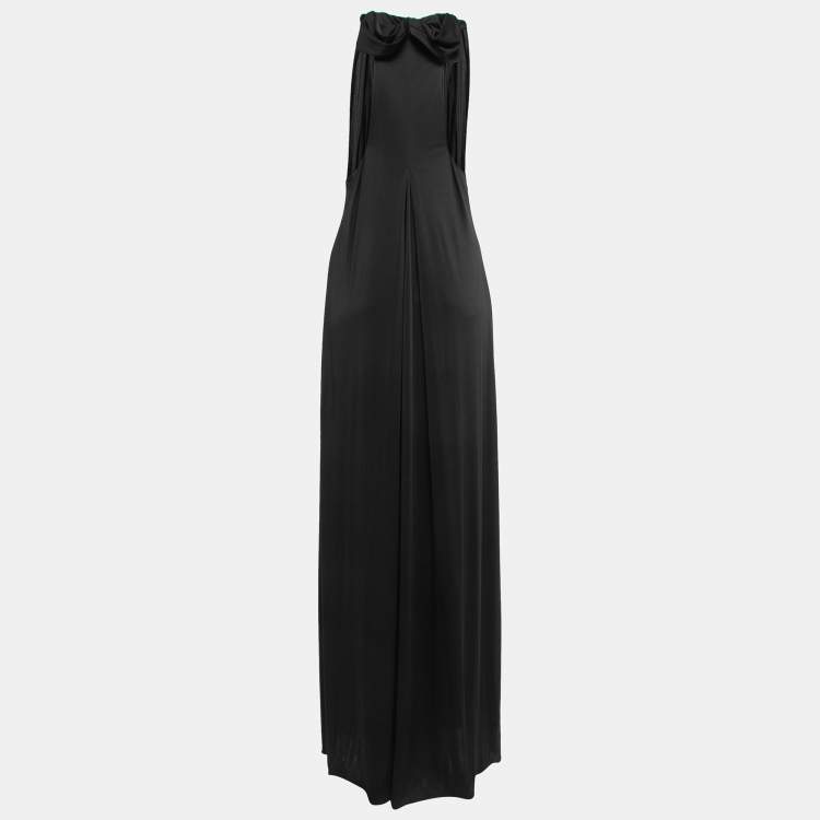Pre Owned Yves Saint Laurent Black Jersey Halter Neck Long Dress S