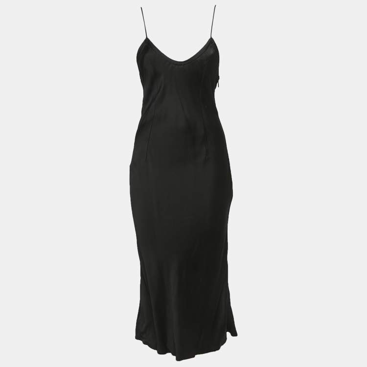 Yves Saint Laurent Black Crepe V-Neck Strappy Maxi Dress S Yves Saint ...