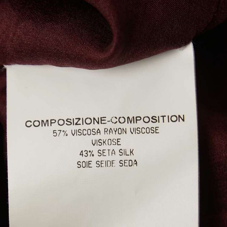 Pre Owned Yves Saint Laurent Burgundy Silk Blend Midi Dress S