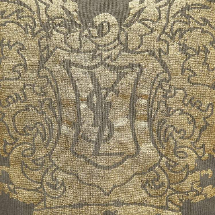 Pre Owned Yves Saint Laurent Grey Logo Print Cotton Sleeveless T-Shirt M