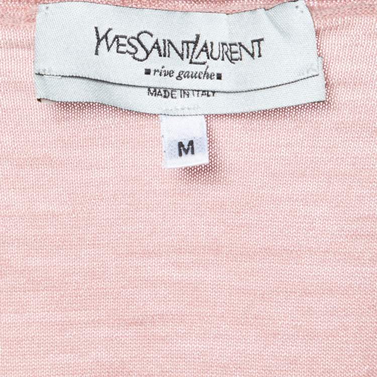 Pre Owned Yves Saint Laurent Pink Wool Cropped Sweater M