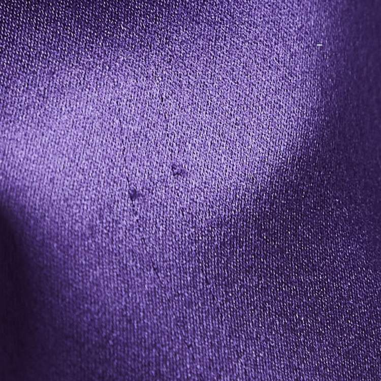 Pre Owned Yves Saint Laurent Purple Draped Satin Sleeveless Asymmetric Dress L