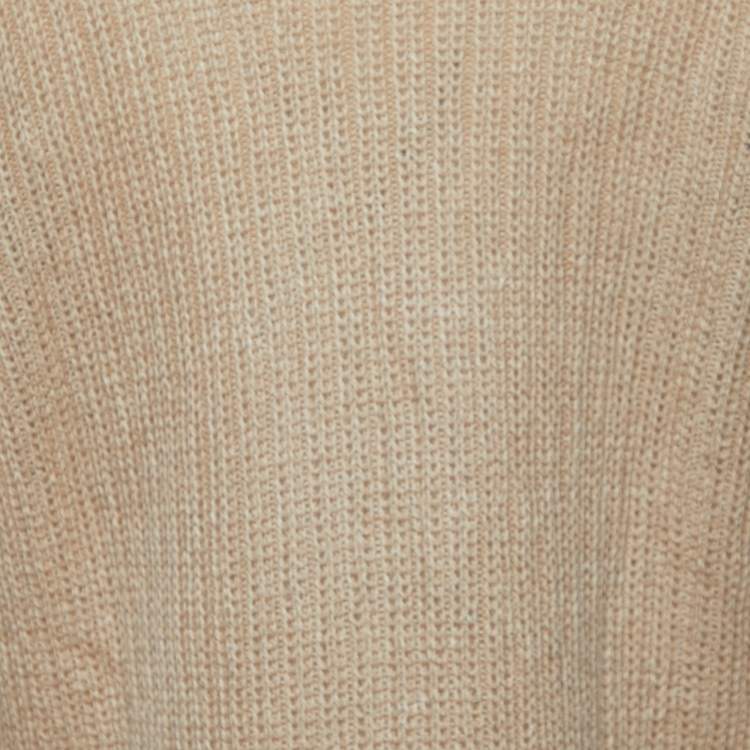 Pre Owned Yves Saint Laurent Vintage Brown Mohair Knit Open Front Cardigan L