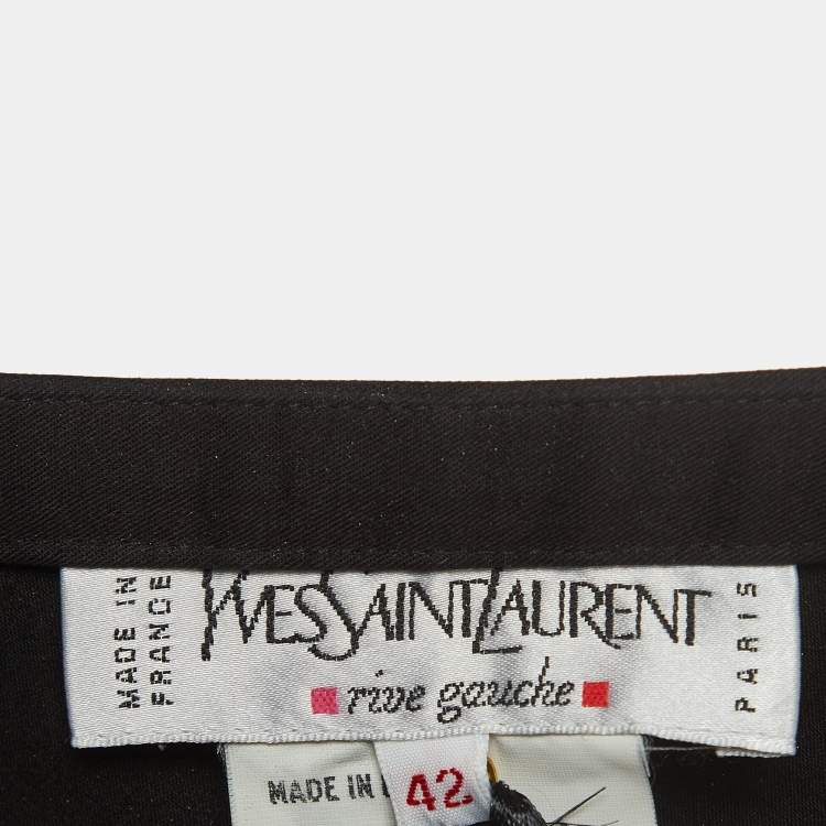 Pre Owned Yves Saint Laurent Black Gabardine Flared Midi Skirt M