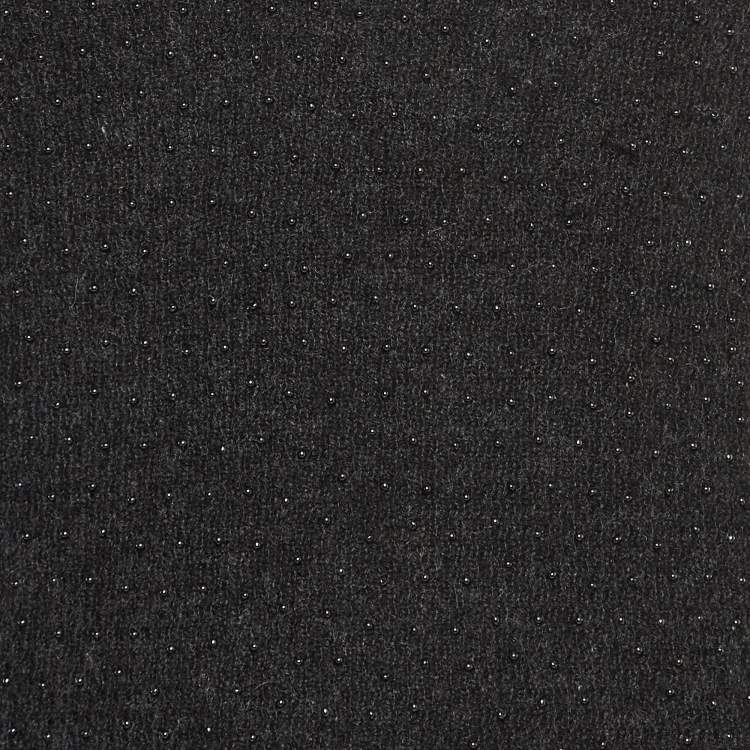 Pre Owned Yves Saint Laurent Rive Gauche Dark Grey Beaded Cashmere and Silk Tank Top M