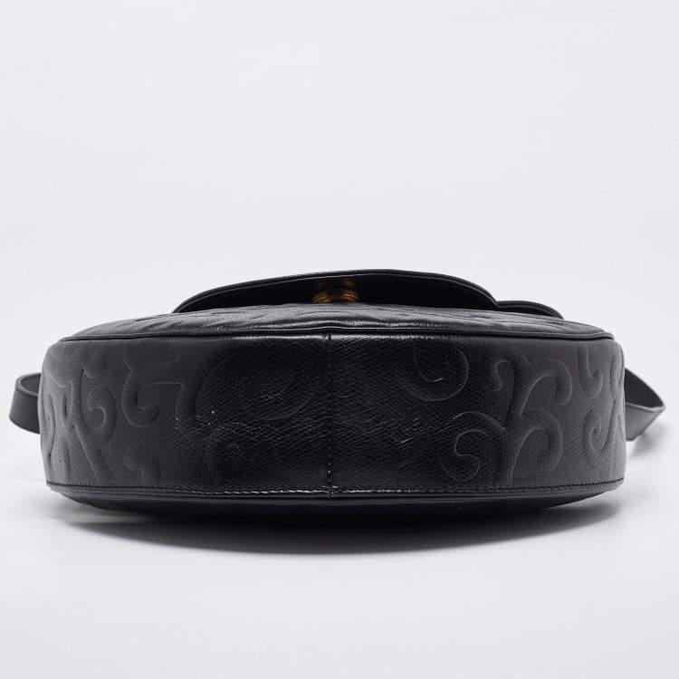 Pre Owned Yves Saint Laurent Black Leather Arabesque Shoulder Bag