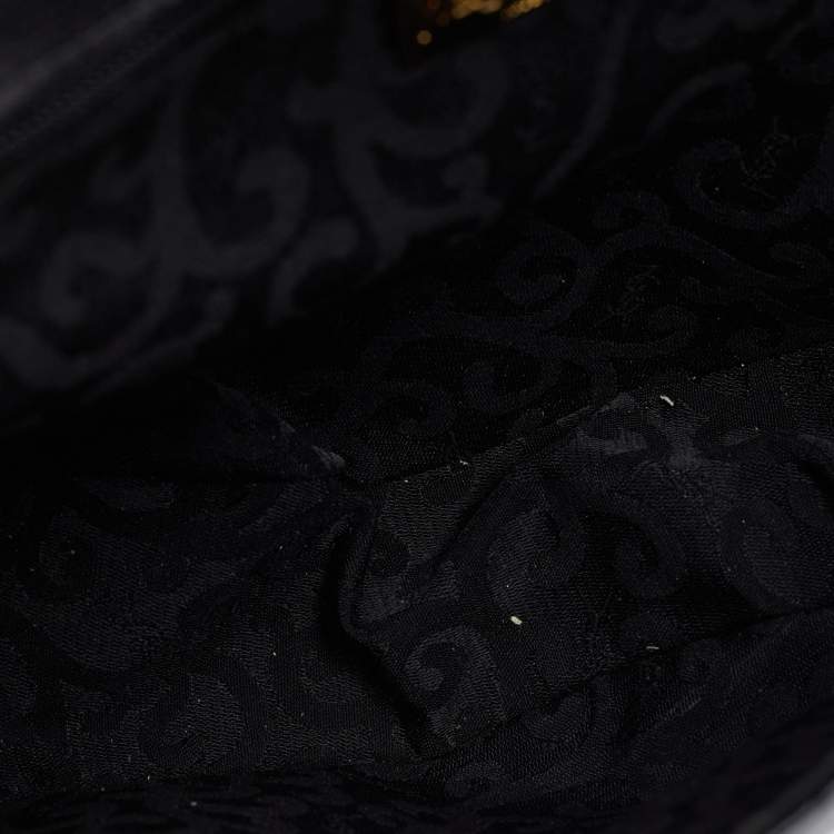 Pre Owned Yves Saint Laurent Black Leather Arabesque Shoulder Bag