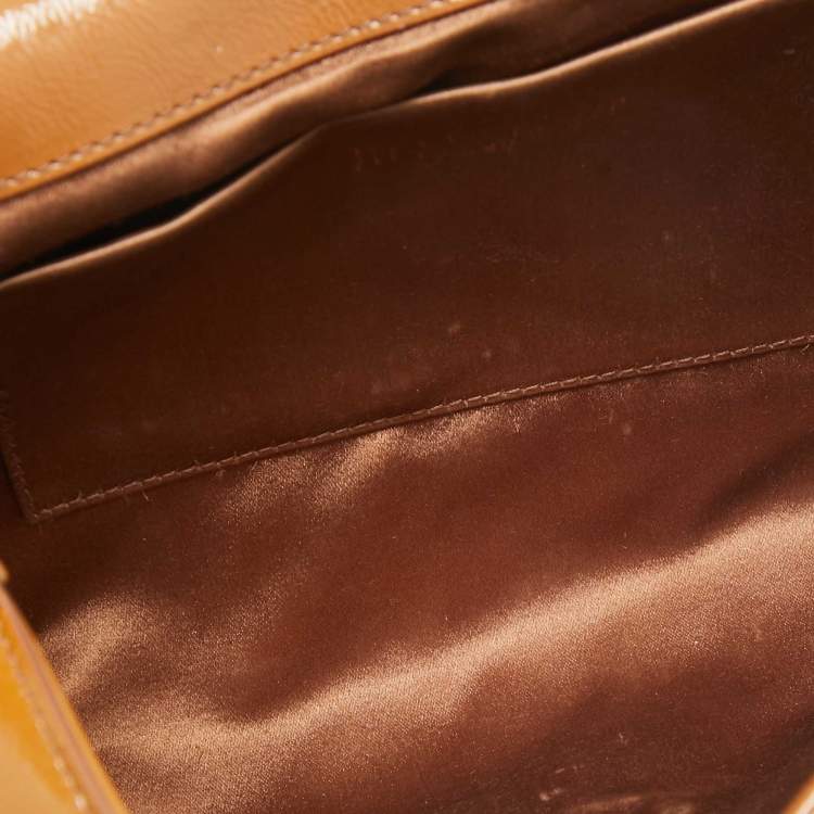Pre Owned Yves Saint Laurent Brown Patent Leather Belle De Jour Flap Clutch