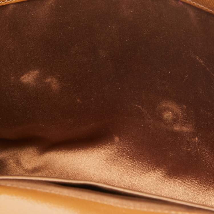 Pre Owned Yves Saint Laurent Brown Patent Leather Belle De Jour Flap Clutch