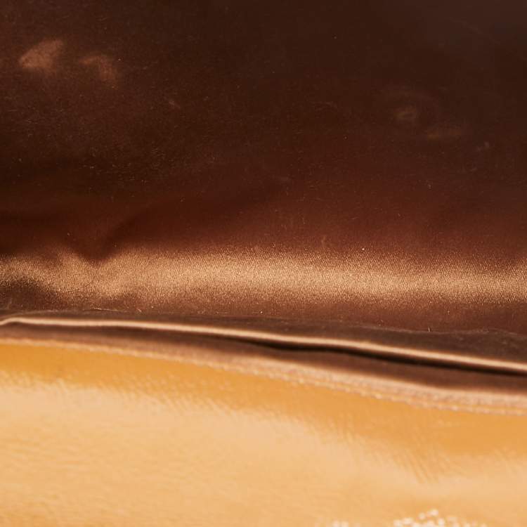 Pre Owned Yves Saint Laurent Brown Patent Leather Belle De Jour Flap Clutch