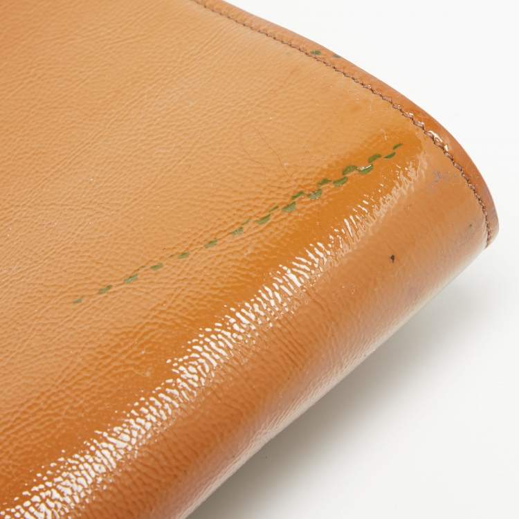 Pre Owned Yves Saint Laurent Brown Patent Leather Belle De Jour Flap Clutch
