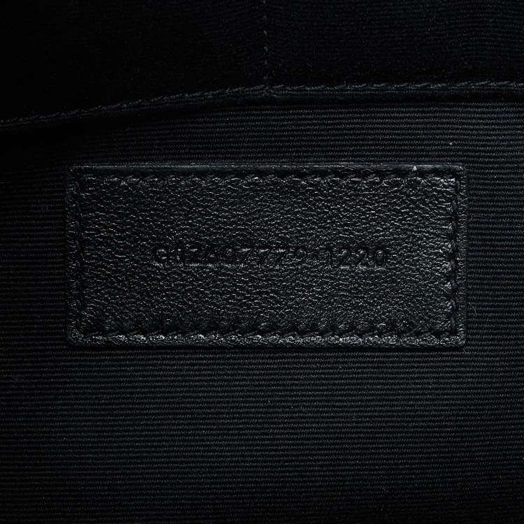 Pre Owned Saint Laurent Black Croc Embossed Leather Monogram Zip Pouch