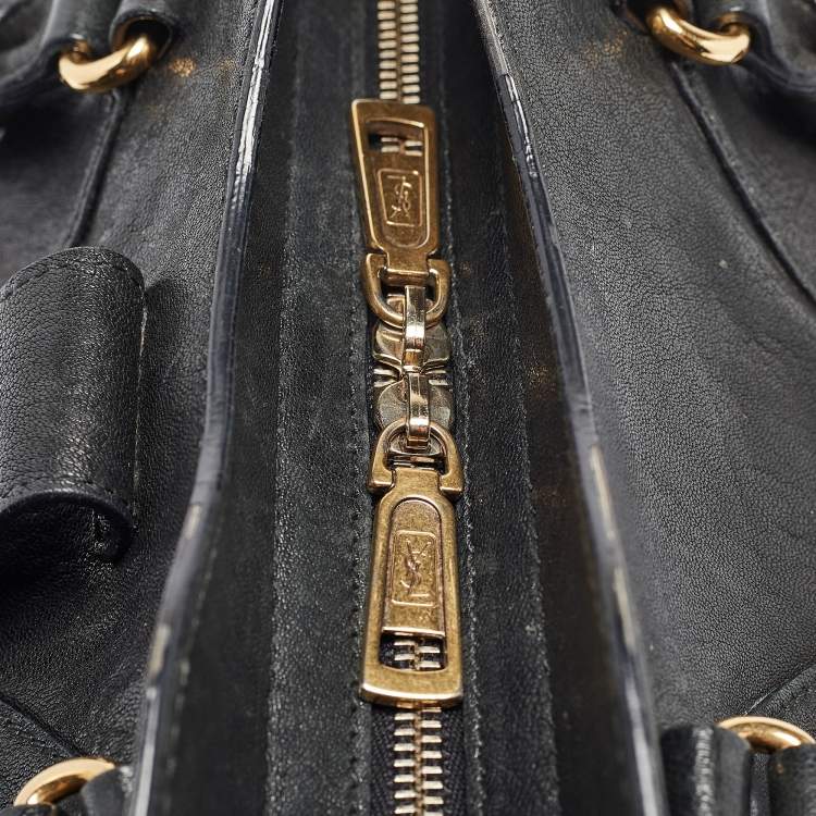 Pre Owned Yves Saint Laurent Black Leather Medium Cabas Chyc Tote