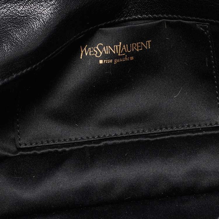 Pre Owned Yves Saint Laurent Brown/Beige Leopard Print Calfhair Pompom Wrap Clutch