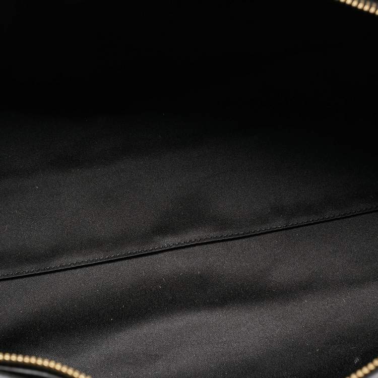 Pre Owned Yves Saint Laurent Black/Brown Leopard Print Calfhair and Leather Pom Pom Duffel Bag