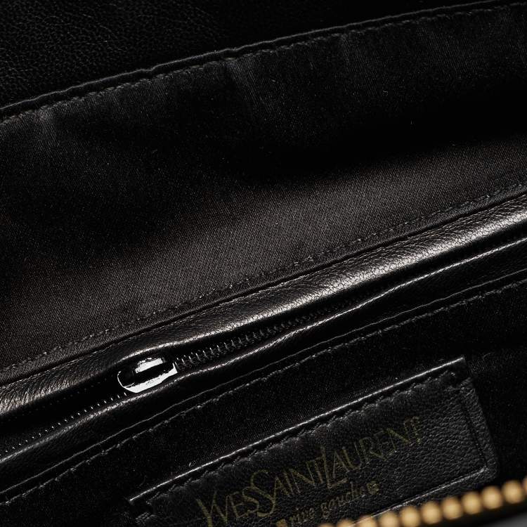Pre Owned Yves Saint Laurent Black/Brown Leopard Print Calfhair and Leather Pom Pom Duffel Bag