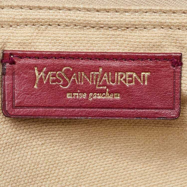 Pre Owned Yves Saint Laurent Multicolor Ostrich and Canvas Medium Muse Two Top Handle Bag