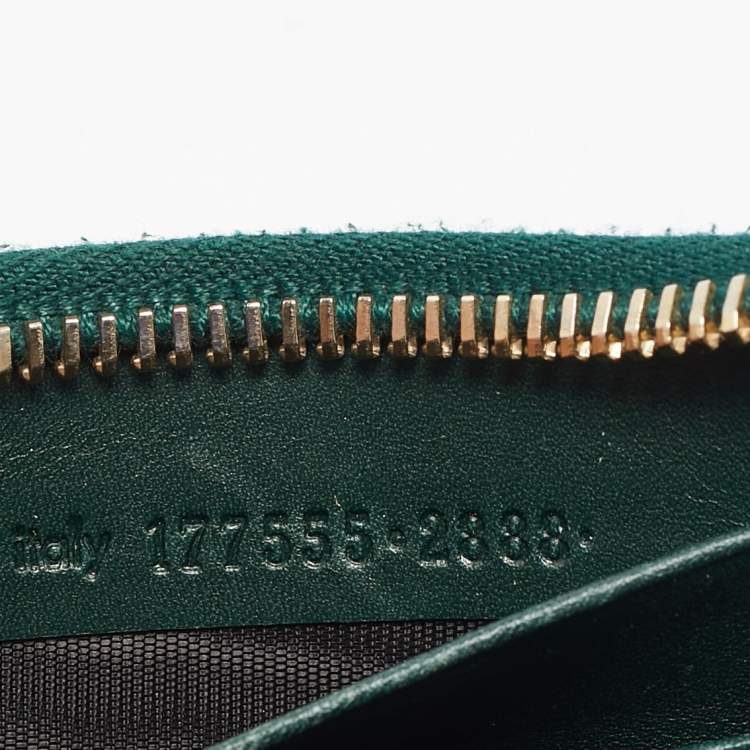 Pre Owned Yves Saint Laurent Green Patnet Leather Belle De Jour Zip Continental Wallet