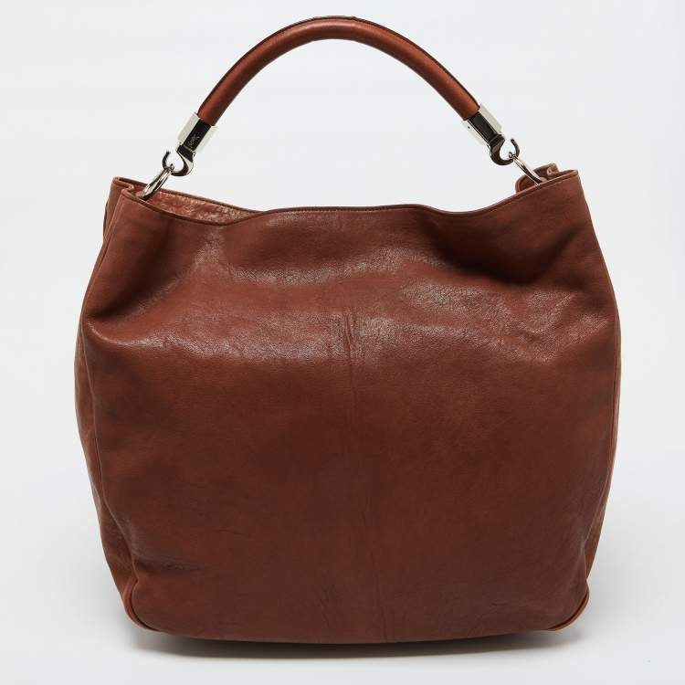 Pre Owned Yves Saint Laurent Brown Leather Roady Hobo