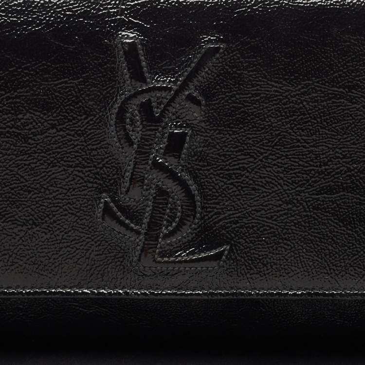 Pre Owned Yves Saint Laurent Black Patent Leather Belle De Jour Flap Clutch