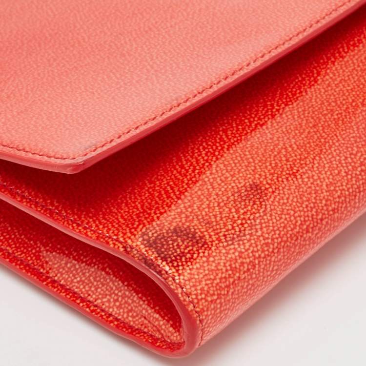 Pre Owned Yves Saint Laurent Red Patent Leather Belle De Jour Flap Clutch
