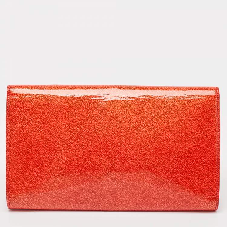 Pre Owned Yves Saint Laurent Red Patent Leather Belle De Jour Flap Clutch