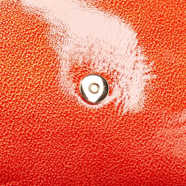 Pre Owned Yves Saint Laurent Red Patent Leather Belle De Jour Flap Clutch