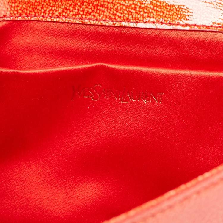 Pre Owned Yves Saint Laurent Red Patent Leather Belle De Jour Flap Clutch