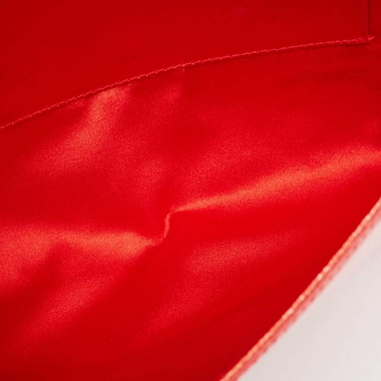 Pre Owned Yves Saint Laurent Red Patent Leather Belle De Jour Flap Clutch