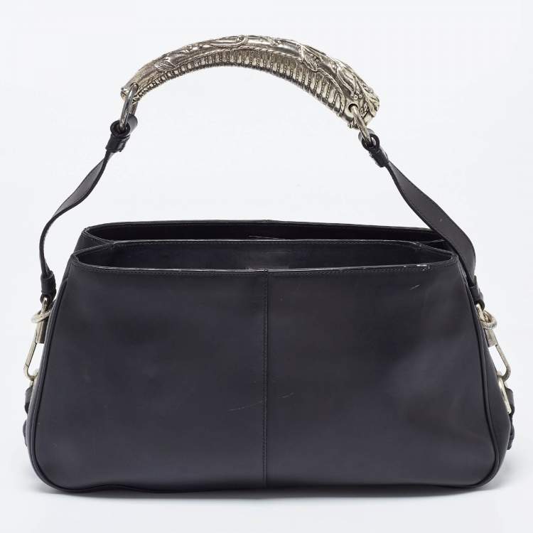 Pre Owned Yves Saint Laurent Black Leather Mombasa Hob Shoulder Bag