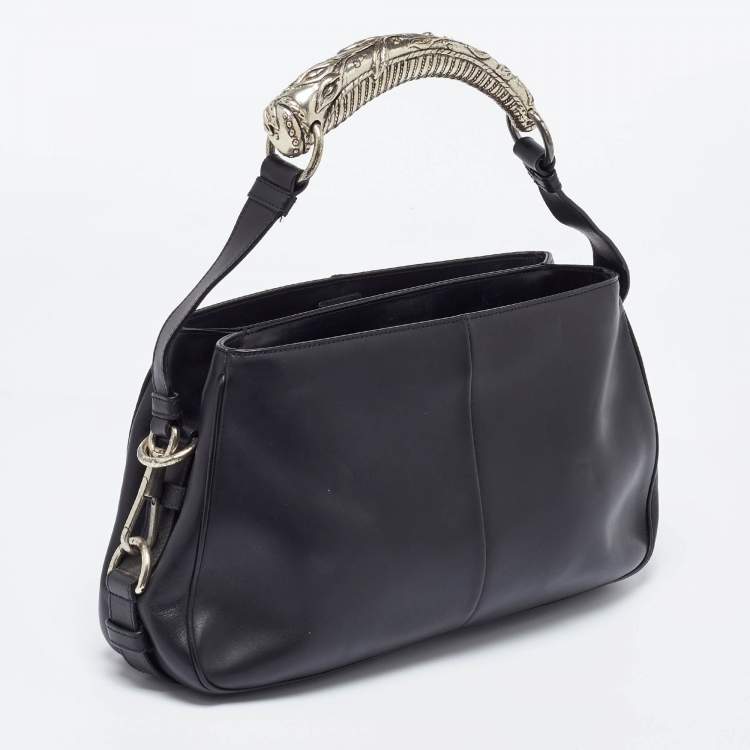 Pre Owned Yves Saint Laurent Black Leather Mombasa Hob Shoulder Bag