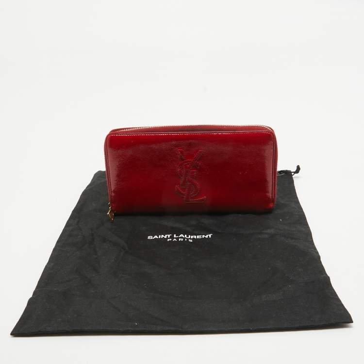Pre Owned Yves Saint Laurent Red Patent Leather Belle De Jour Wallet