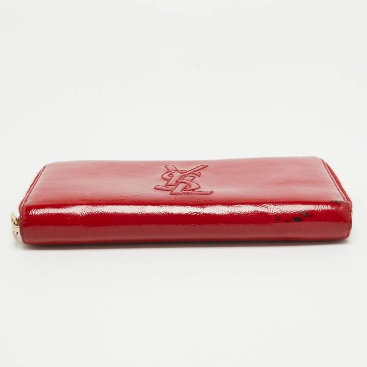 Pre Owned Yves Saint Laurent Red Patent Leather Belle De Jour Wallet