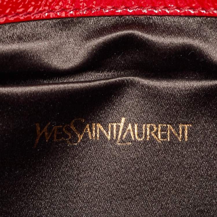Pre Owned Yves Saint Laurent Red Patent Leather Belle De Jour Flap Clutch