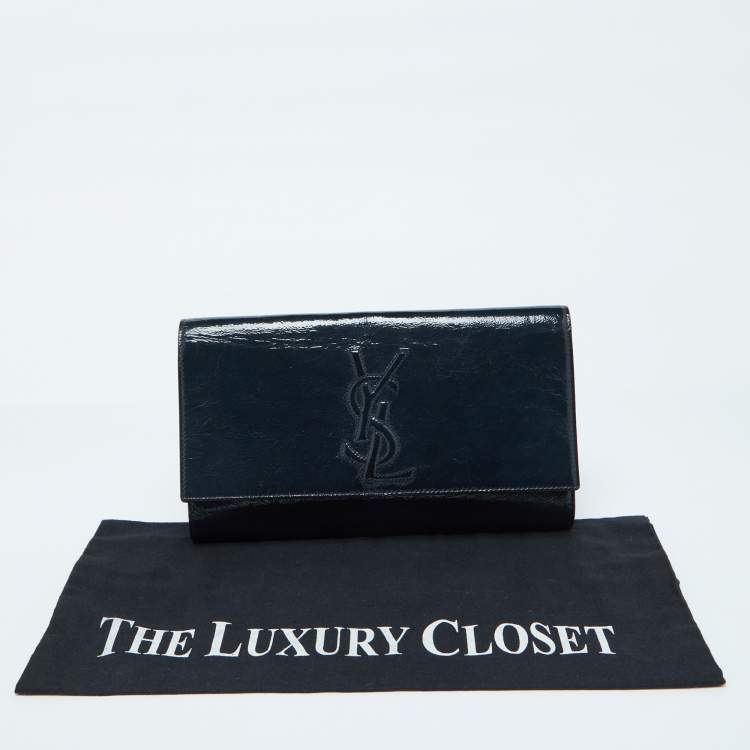 Pre Owned Yves Saint Laurent Blue Patent Leather Belle De Jour Clutch
