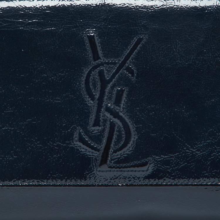 Pre Owned Yves Saint Laurent Blue Patent Leather Belle De Jour Clutch