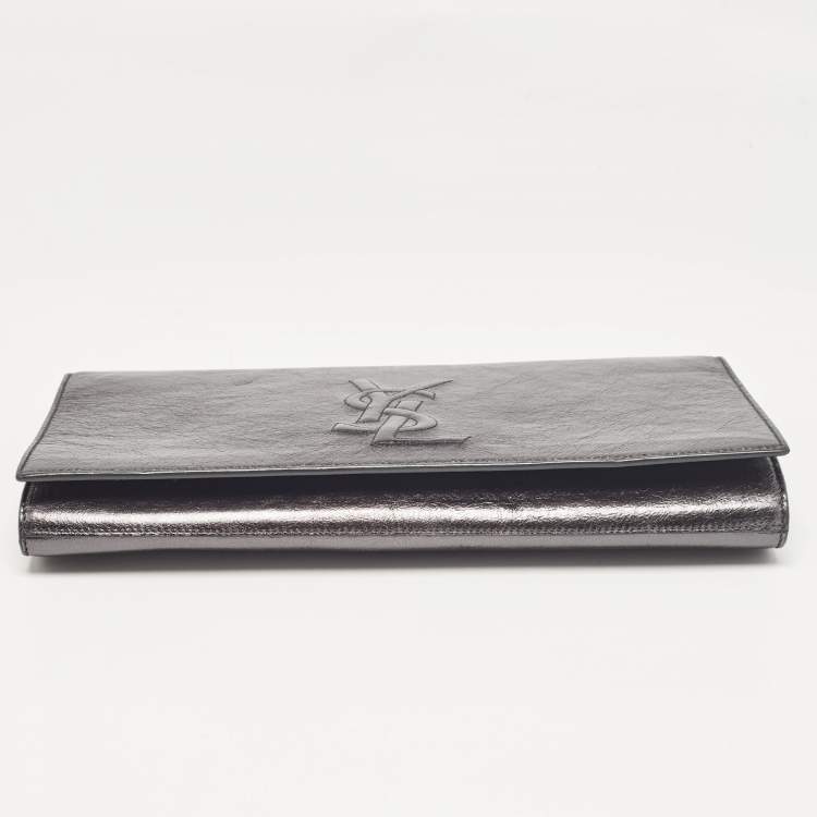 Pre Owned Yves Saint Laurent Metallic Leather Belle De Jour Clutch