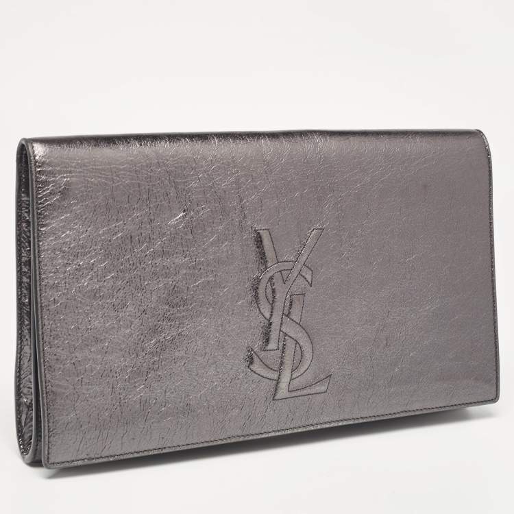 Pre Owned Yves Saint Laurent Metallic Leather Belle De Jour Clutch