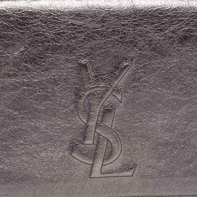 Pre Owned Yves Saint Laurent Metallic Leather Belle De Jour Clutch