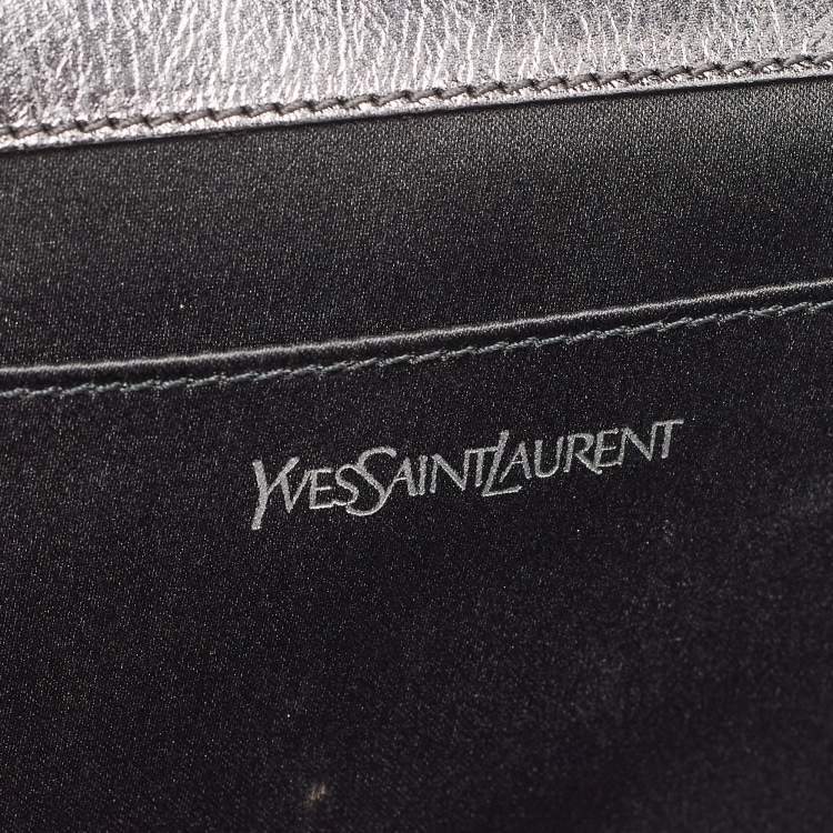 Pre Owned Yves Saint Laurent Metallic Leather Belle De Jour Clutch