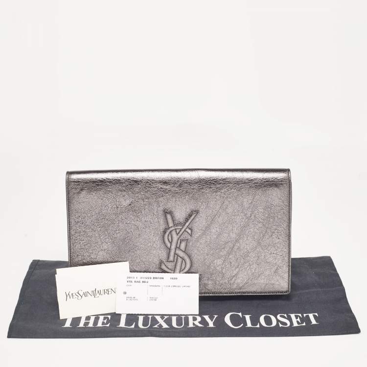 Pre Owned Yves Saint Laurent Metallic Leather Belle De Jour Clutch